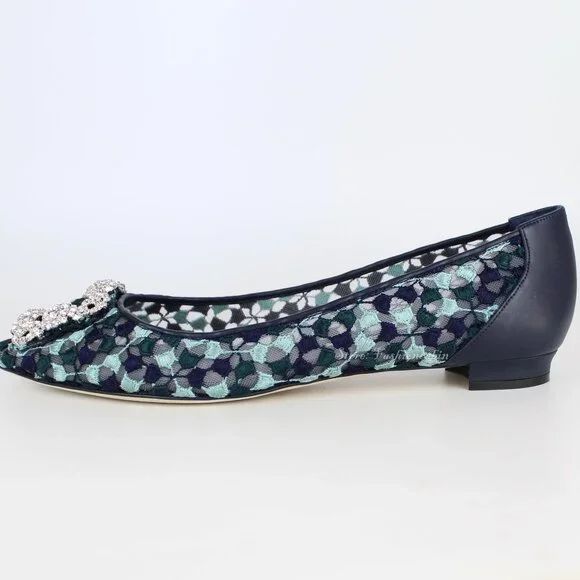 NEW MANOLO BLAHNIK Hangisi Lace Flats, EU 39, Office to Party/ Events - Picture 5 of 16